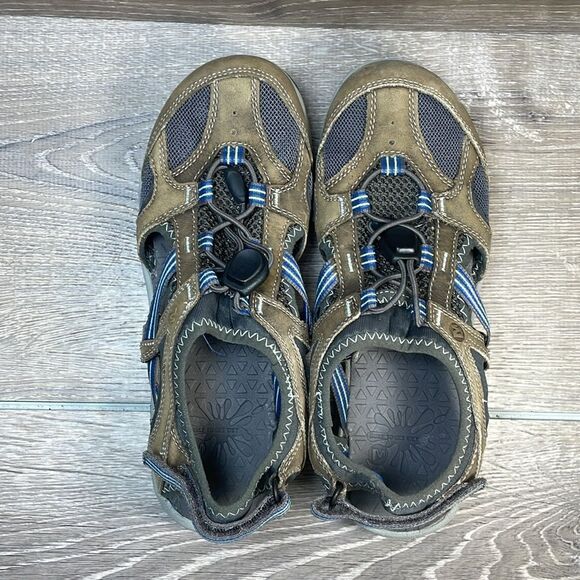 Merrell Cambrian Oyster Pull Women’s Sz 7 Leather Mesh Outdoor Vibram Sandals - Picture 5 of 12